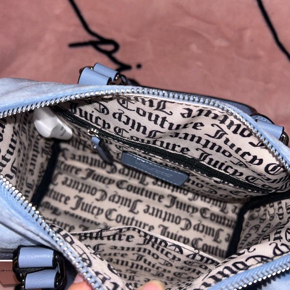 JUICY COUTURE Bag Obsession Satchel - Blue Rhinestones Velour - Picture 4 of 6